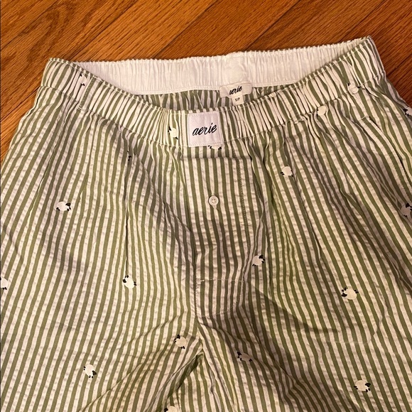 Aerie Green Striped 3 Piece Pajama Set Sz Small.  NWOT - Picture 4 of 7